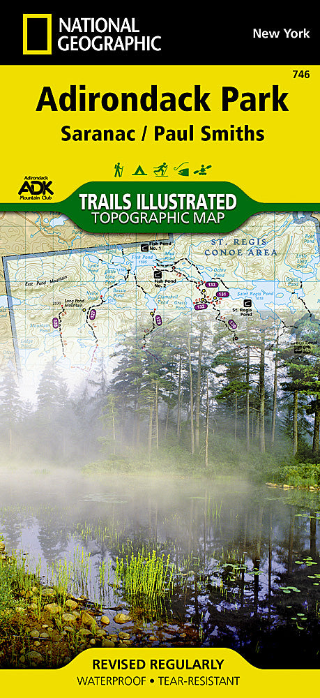 National Geographic: 746 Saranac, Paul Smiths: Adirondack Park Map