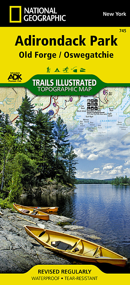 National Geographic: 745 Old Forge, Oswegatchie: Adirondack Park Map