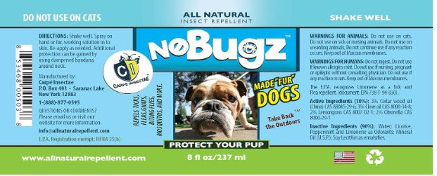 No Bugz Insect Repellent For Dogs